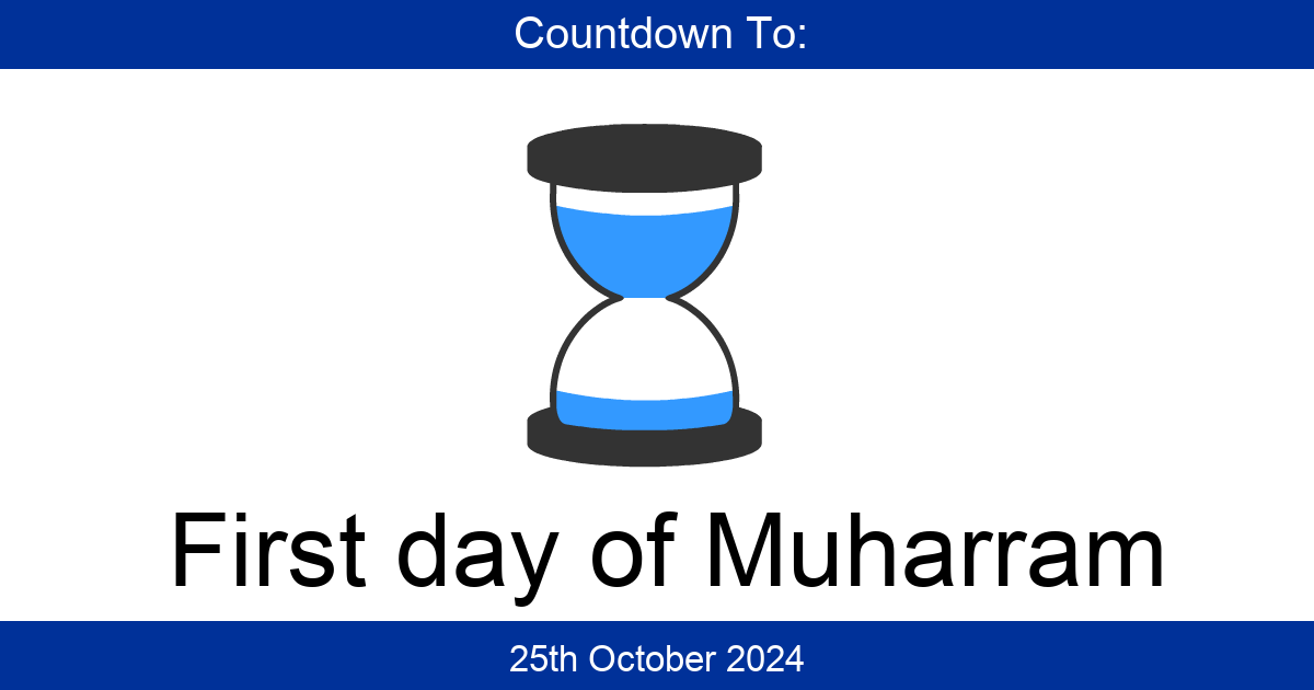 Countdown To First day of Muharram Days Until First day of Muharram